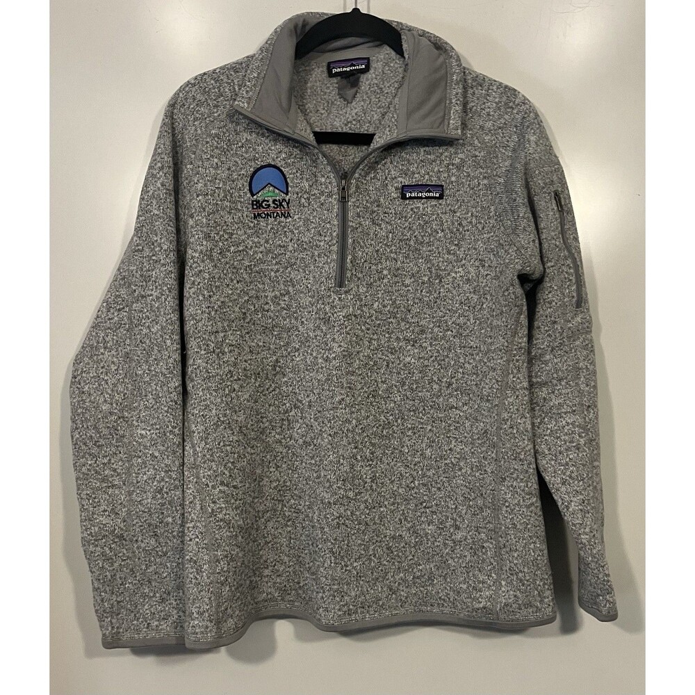 Patagonia Women’s Better Sweater 1/4 Zip Pullover Fleece Gray Sz L Montana Logo